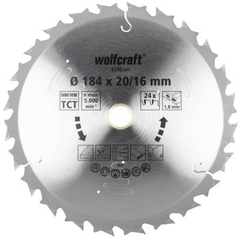 Wolfcraft kružna testera za ručne cirkulare HM ø184x20-16x1.8mm 6346000 Wolfcraft kružna testera za ručne cirkulare HM ø184x20-16x1.8mm 6346000
