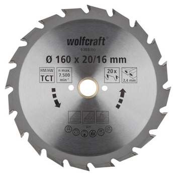 Wolfcraft kružna testera za ručne cirkulare HM ø160x20x2.4mm 6368000 Wolfcraft kružna testera za ručne cirkulare HM ø160x20x2.4mm 6368000