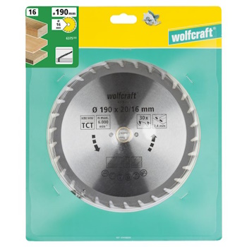 Wolfcraft kružna testera za ručne cirkulare HM ø190x16x2.4mm 6375000 Wolfcraft kružna testera za ručne cirkulare HM ø190x16x2.4mm 6375000