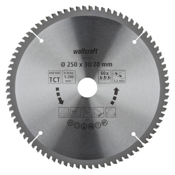 Wolfcraft kružna testera za ručne cirkulare HM ø250x30-20x3.2mm 6542000