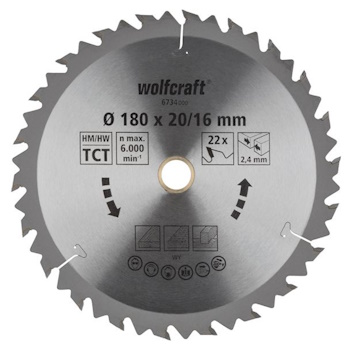 Wolfcraft kružna testera za ručne cirkulare HM ø180x20-16x2.4mm 6734000