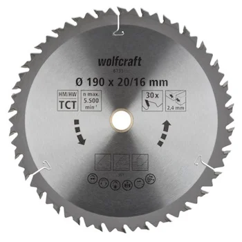 Wolfcraft kružna testera za ručne cirkulare HM ø190x16x2.4mm 6735000 Wolfcraft kružna testera za ručne cirkulare HM ø190x16x2.4mm 6735000