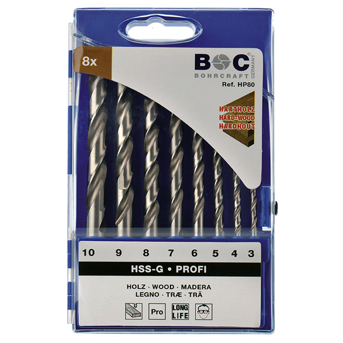 Bohrcraft set burgija za drvo HSS-G Ø3-10mm 8kom. HP80 31101430008 Bohrcraft set burgija za drvo HSS-G Ø3-10mm 8kom. HP80 31101430008