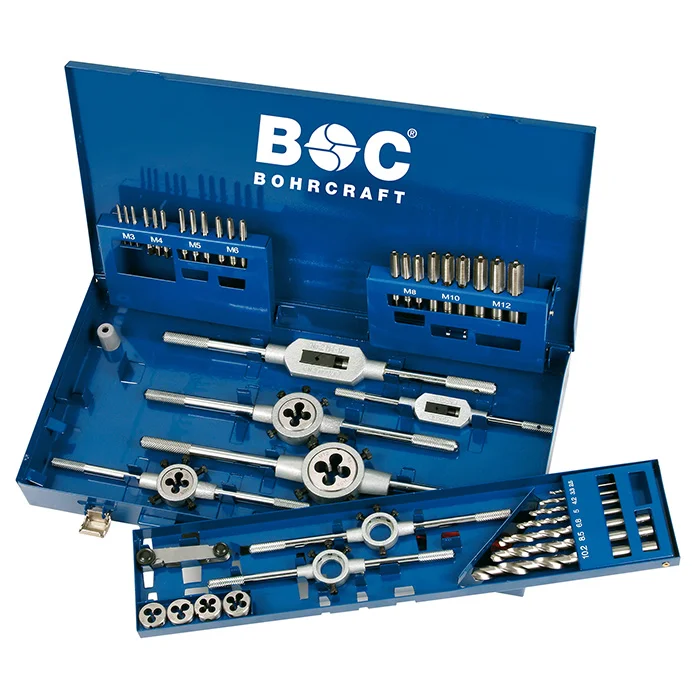 Bohrcraft set ureznica i nareznica M3-M12 sa okretačima i burgijama 44-delni GW12 60001410044 Bohrcraft set ureznica i nareznica M3-M12 sa okretačima i burgijama 44-delni GW12 60001410044