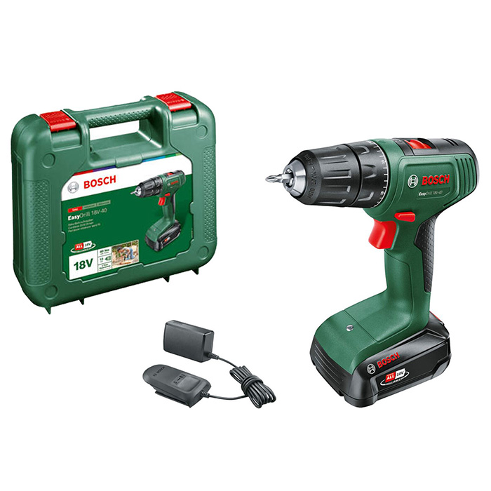 Bosch akumulatorska bušilica-odvrtač EasyDrill 18V-40 sa 18V 2.0 Ah akumulatorom i punjačem 06039D8004