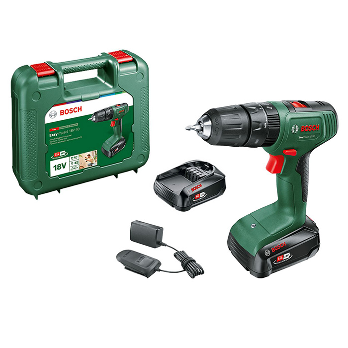 Bosch akumulatorska vibraciona bušilica-odvrtač EasyImpact 18V-40 sa 2x 18V 2.0 Ah akumulatora i punjačem 06039D8108