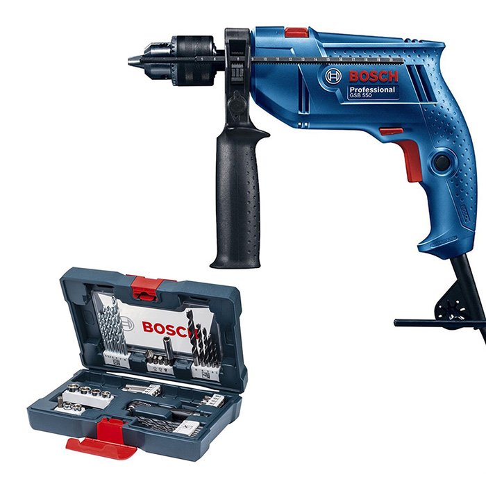 Bosch vibraciona bušilica GSB 550 Professional + 41-delni set pribora 06011A1003 Bosch vibraciona bušilica GSB 550 Professional + 41-delni set pribora 06011A1003