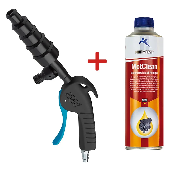 Akcijski komplet - Hazet pneumatski pištolj za čišćenje rashladnog sistema HZ-9048P-1 + Normfest sredstvo za čišćenje motora 500ml NF-2897-375