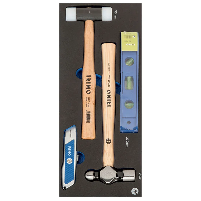Irimo set od 2 čekića, libele i skalpela u 1/3 penastom ulošku IFF1E018 Irimo set od 2 čekića, libele i skalpela u 1/3 penastom ulošku IFF1E018
