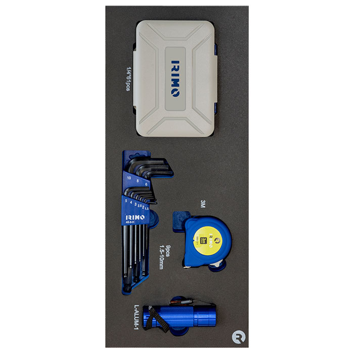 Irimo set od bitova, dugih imbus ključeva, metra i LED lampe u 1/3 penastom ulošku IFF1E019 Irimo set od bitova, dugih imbus ključeva, metra i LED lampe u 1/3 penastom ulošku IFF1E019