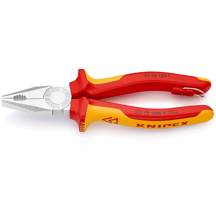 Knipex klešta kombinovana izolovana 1000V VDE 180mm sa mogućnošću kačenja 03 06 180 T Knipex klešta kombinovana izolovana 1000V VDE 180mm sa mogućnošću kačenja 03 06 180 T