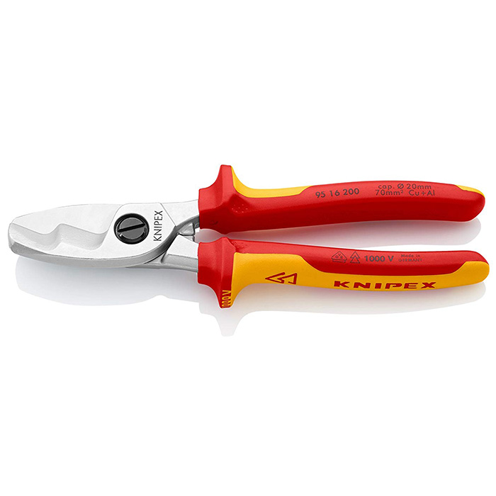 Knipex makaze za kablove 1000V VDE sa dvostrukom oštricom 200mm 95 16 200 Knipex makaze za kablove 1000V VDE sa dvostrukom oštricom 200mm 95 16 200