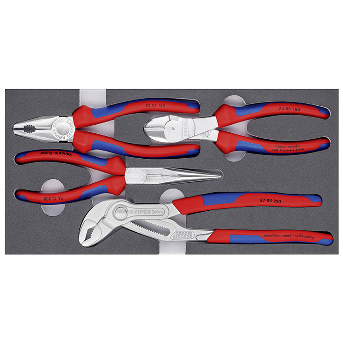 Knipex komplet klešta Basic Chrome 4/1 u penastom ulošku 00 20 01 V17