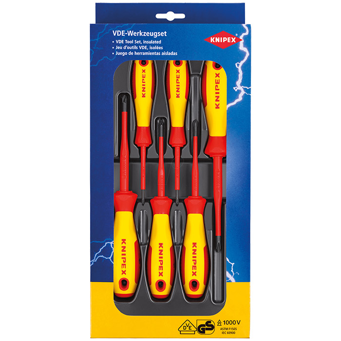 Knipex set krstastih izolovanih odvijača 1000V 6/1 00 20 12 V03 Knipex set krstastih izolovanih odvijača 1000V 6/1 00 20 12 V03
