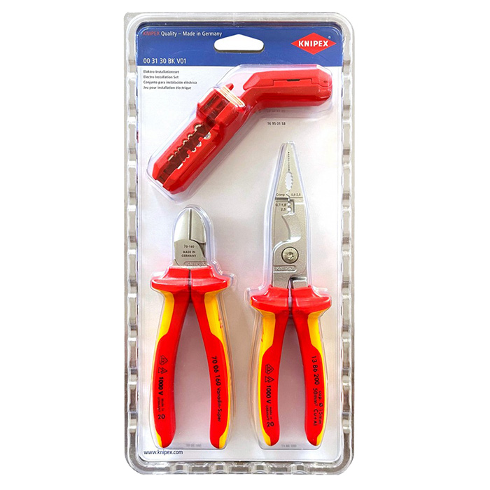 Knipex komplet klešta za električne instalacije 3/1 00 31 30 BK V01 Knipex komplet klešta za električne instalacije 3/1 00 31 30 BK V01