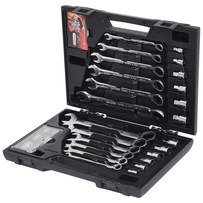KS Tools GEARplus RINGSTOP set ustavljačkih okasto-viljuškastih ključeva sa adapterima 30-delni 503.4960 KS Tools GEARplus RINGSTOP set ustavljačkih okasto-viljuškastih ključeva sa adapterima 30-delni 503.4960