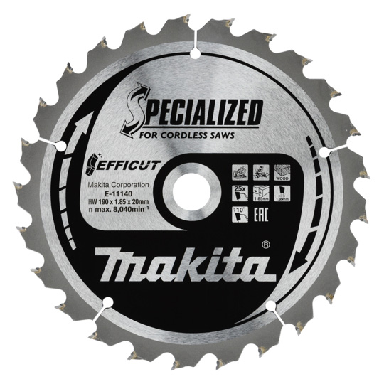 Makita list za testeru od tvrdog metala Efficut 190x20x25T E-11140 Makita list za testeru od tvrdog metala Efficut 190x20x25T E-11140