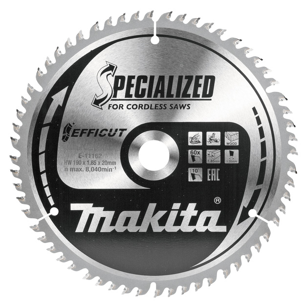Makita list za testeru od tvrdog metala Efficut 190x20x60T E-11162 Makita list za testeru od tvrdog metala Efficut 190x20x60T E-11162