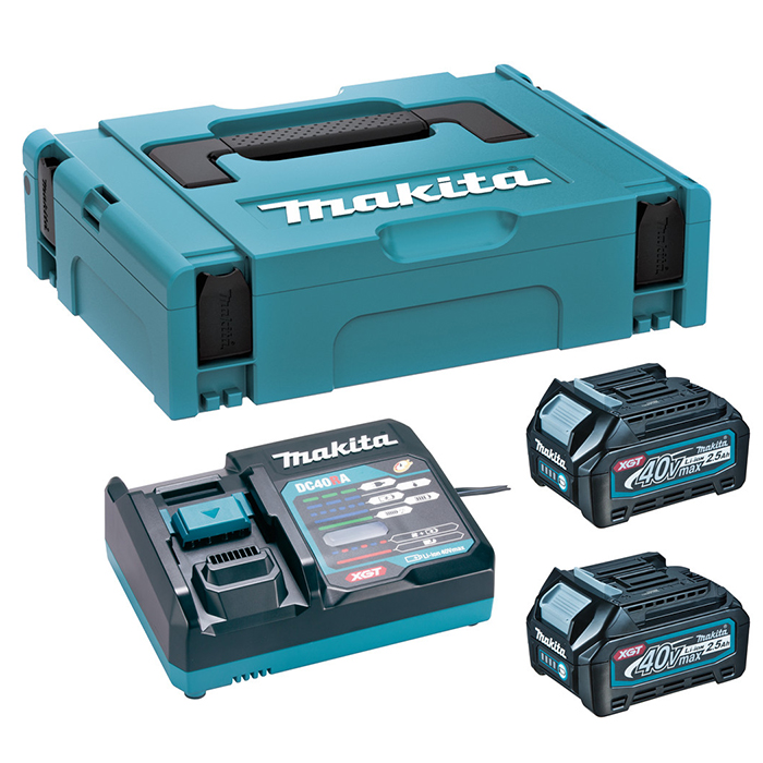 Makita XGT starter set - punjač + 2 baterije 40V 2,5Ah u Makpac koferu 191J81-6 Makita XGT starter set - punjač + 2 baterije 40V 2,5Ah u Makpac koferu 191J81-6