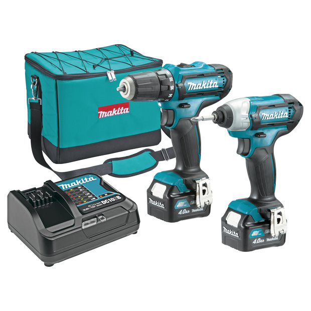 Makita CXT set - akumulatorska bušilica-odvijač DF333DZ + akumulatorski udarni odvijač TD110DZ + punjač + 2 baterije 4.0Ah + torba CLX224SM