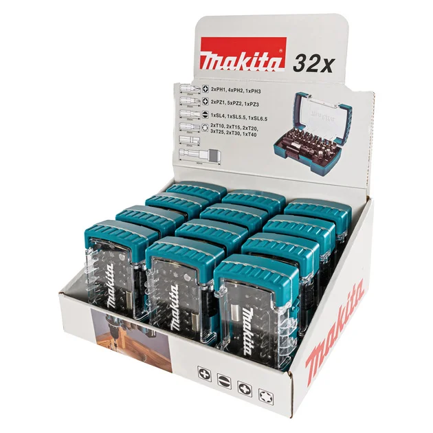 Makita 12 × 32-delnih kompleta umetaka za vijke sa futerom D-74762-12 Makita 12 × 32-delnih kompleta umetaka za vijke sa futerom D-74762-12