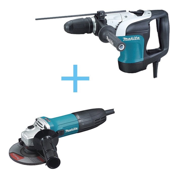 Makita set čekić-bušilica + ugaona brusilica HR4002+GA5030