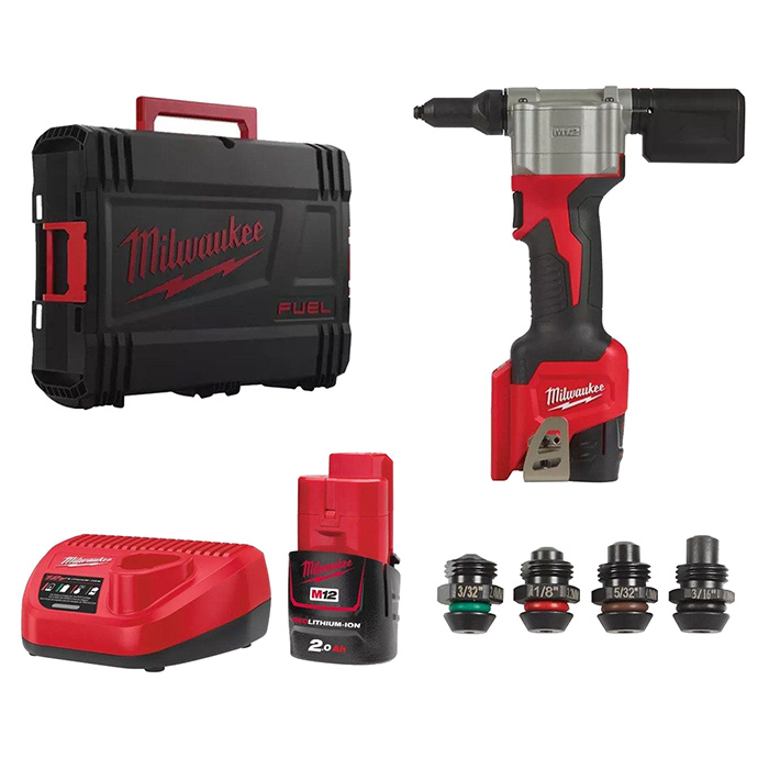 Milwaukee akumulatorski pištolj za pop nitne 12V 2Ah M12 BPRT-201X 4933464405 Milwaukee akumulatorski pištolj za pop nitne 12V 2Ah M12 BPRT-201X 4933464405