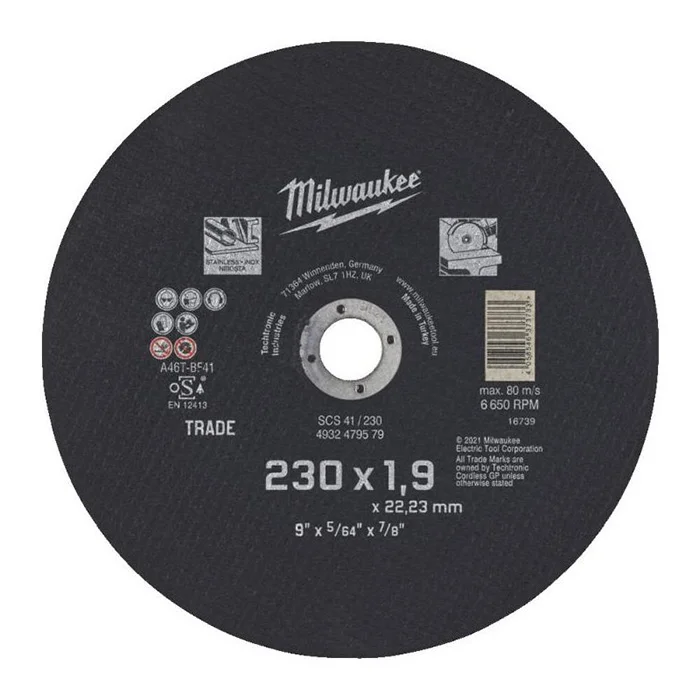 Milwaukee rezni disk za metal 230x1.9x22.23mm 4932479579 Milwaukee rezni disk za metal 230x1.9x22.23mm 4932479579