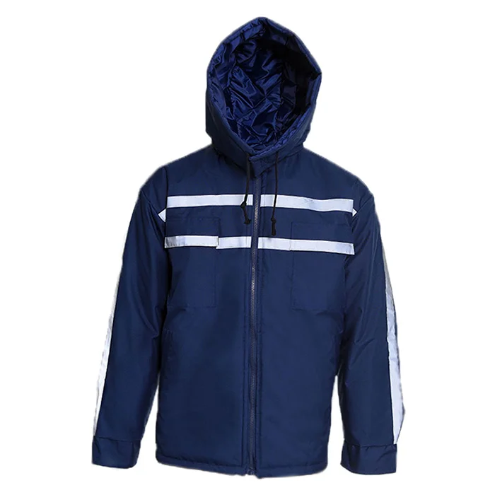 Zimska jakna sa kapuljačom i fluo trakama - teget Zimska jakna sa kapuljačom i fluo trakama - teget