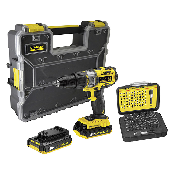 Stanley akumulatorska udarna bušilica odvijač FatMax 18V + pribor FMCK625D2A Stanley akumulatorska udarna bušilica odvijač FatMax 18V + pribor FMCK625D2A