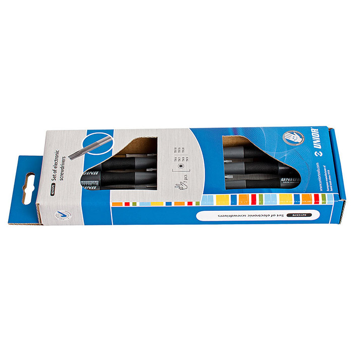 Unior odvijači sa TX profilom za elektroniku u garnituri 621CS7E 620961 Unior odvijači sa TX profilom za elektroniku u garnituri 621CS7E 620961