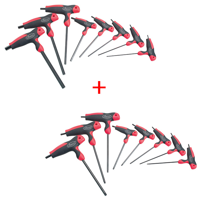 Vigor akcijski komplet - set T-inbus ključeva 2-10mm 8 kom V1409 + set T-Torx ključeva T9-T40 8 kom V1410