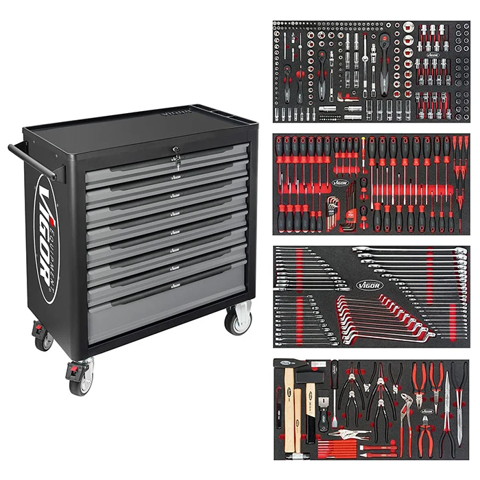 Vigor radionička kolica 1000 XL sa 8 fioka, sa 375 profesionalnih alata V4542 Vigor radionička kolica 1000 XL sa 8 fioka, sa 375 profesionalnih alata V4542