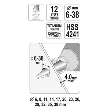 Yato stepenasta burgija 6-38mm YT-44740 Yato stepenasta burgija 6-38mm YT-44740