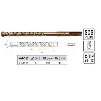 Yato burgija za beton SDS+ 6x110/45 YT-4201 Yato burgija za beton SDS+ 6x110/45 YT-4201