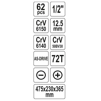 Yato garnitura od 62 alata u metalnoj kutiji YT-3895 Yato garnitura od 62 alata u metalnoj kutiji YT-3895