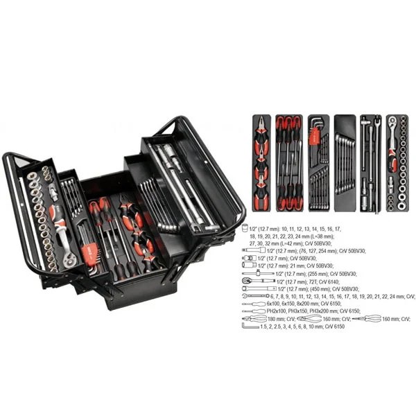 Yato garnitura od 62 alata u metalnoj kutiji YT-3895 Yato garnitura od 62 alata u metalnoj kutiji YT-3895