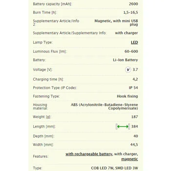 Yato inspekcijska led lampa 60-600 lm 3.7V magnetna YT-08519-4