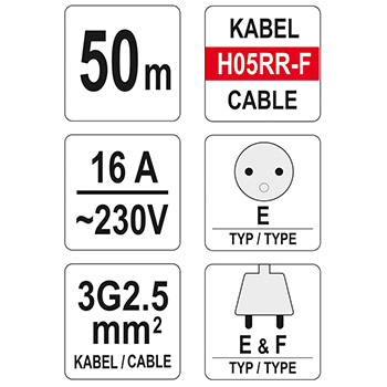 Yato motalica za kabl GG/J 3X2.5 L-50m YT-8108-2