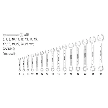 Yato garnitura viljuškasto-okastih ključeva 6-27mm 15 kom YT-0065 Yato garnitura viljuškasto-okastih ključeva 6-27mm 15 kom YT-0065