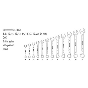 Yato garnitura viljuškasto-okastih ključeva 8-24mm 12 kom YT-0362 Yato garnitura viljuškasto-okastih ključeva 8-24mm 12 kom YT-0362
