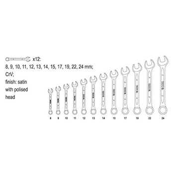 Yato garnitura viljuškasto-okastih ključeva 8-24mm 12 kom YT-0362-2