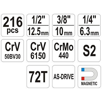 Yato garnitura od 216 ključeva i bitova u koferu YT-38841-5