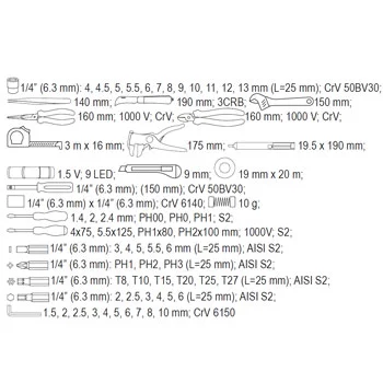 Yato set električarskog alata 68 delova YT-39009 Yato set električarskog alata 68 delova YT-39009