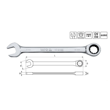 Yato ključ viljuškasto okasti +R 10mm CrV6140 YT-0191 Yato ključ viljuškasto okasti +R 10mm CrV6140 YT-0191